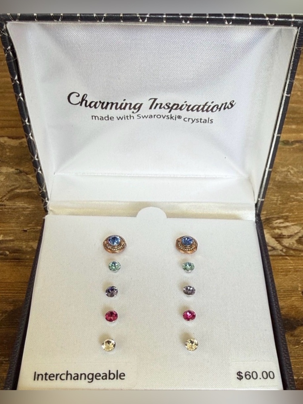 Charming Inspirations Swarovski Crystal Interchangeable Earring Set - NEW